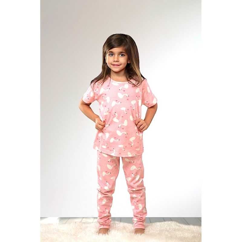 Pajama Set 2Y-7Y Organic Cotton O-neck Super Soft And Breathable Pink Swan HY6001-1